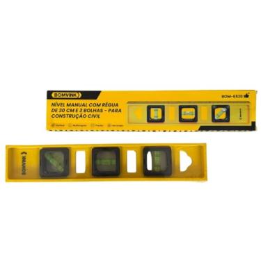 Imagem de Nível De Mão Nivelador Pedreiro 3 Bolhas Régua 30cm Preciso