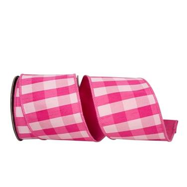 Imagem de Reliant Ribbon Dupioni Checked Deluxe Backed Wire Edge Ribbon, fúcsia/rosa
