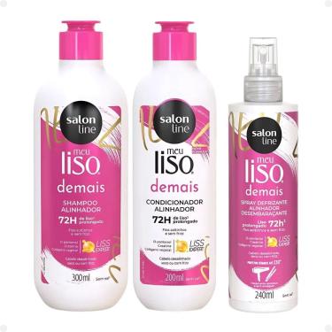 Imagem de Kit Salon Line Meu Liso Demais Alinhador: Shampoo 300ml e Condicionador 200ml + Spray Defrizante Desembaraçante 240ml