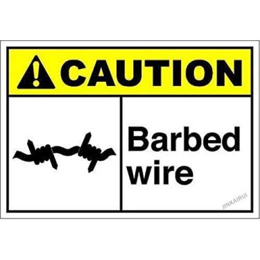 Imagem de Nova placa de aviso decoração de parede arame farpado 4 placas de cuidado placas de metal estanho placa de quintal placa de escritório placa de segurança externa e interna 20 x 30 cm