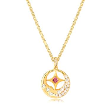 Imagem de BENEIGE Colar de ouro banhado a ouro com pingentes de zircônia cúbica para mulheres, Latão, Zircão