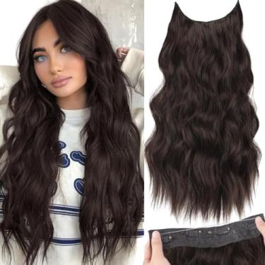 Imagem de Perucas Femininas Cabelo Humano Natural Ondulado Bio 65cm 140g Fio Invisível Tic Tac Peruca De Renda Feminina(Chocolate)