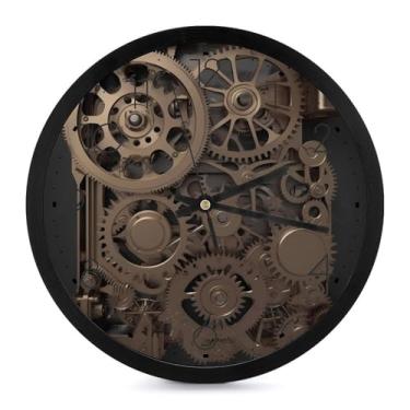 Imagem de BWQSKL Relógio de parede silencioso sem tique-taque operado por bateria steampunk engrenagens mecânicas relógio de decoração moderna para escritório, casa, cozinha, quarto, sala de estar