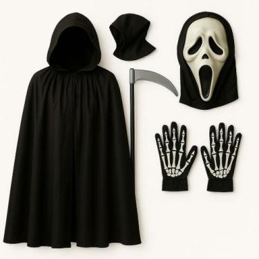 Imagem de Fantasia Completa Pânico (Mascara + Capa C/ Capuz + Foice + Luva) Hall