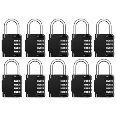 Imagem de Puroma Cadeado com combinação de 10 unidades, 4 dígitos, à prova d'água, cadeado seguro ao ar livre para armários de academia, caixas de ferramentas, portões, cercas, armazenamento, armário esportivo