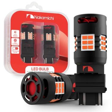 Imagem de Nakamichi Lâmpada LED Automotiva T25 3156 3157 3056 3057 4157 4057, 30 SMD 3020, CANBUS sem erro, ventilador 12.000 RPM, para freio, seta e luz de ré (Giallo Âmbar, 30 LEDs, Pacote com 2)