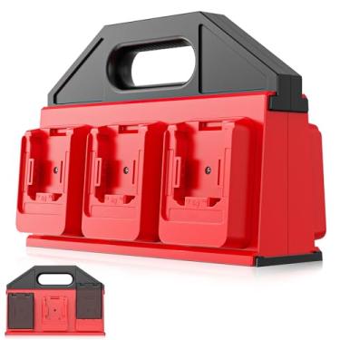 Imagem de Crivnhar Suporte de bateria portátil compatível com baterias Milwaukee de 18 V, rack organizador de armazenamento de bateria para 1,0Ah-12,0Ah, estojo de transporte portátil para baterias com alça