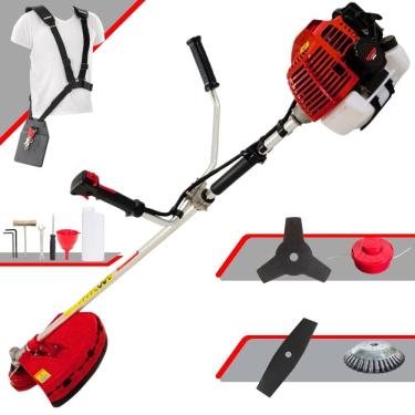 Imagem de Podador de Grama Completo Kawashima KW43L À Gasolina 2T 43cc 1,7HP 4 Opções de Corte Com Faca 2 Pontas, Faca 3 Pontas, Escova de Aço e Carretel