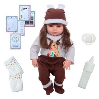 Imagem de Boneca Reborn Realista Capivara Fala 30 Frases + Acessórios - Cegonha 