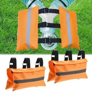 Imagem de XhuangTech Saco de peso de esgoto RV 2PK com faixa refletiva, dispositivo de fixação de mangueira de RV resistente para trailer/trailer, suporte de mangueira de esgoto mantém pressionado evita o