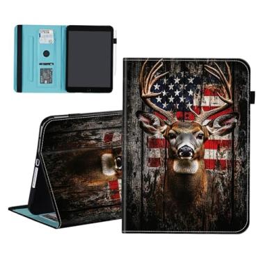 Imagem de smauncucn Capa para Samsung Galaxy Tab A9+/A9 Plus 27.9 cm 2023 (SM-X210/X216/X218), carteira de couro PU, suporte multiângulo com despertar/hibernar automaticamente, veado com bandeira americana