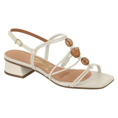 Imagem de Sandália Feminina Vizzano – Pedras Naturais, Salto Baixo Bloco, Conforto e Elegância (Branco Off, BR, Adulto, Numérico, 34)