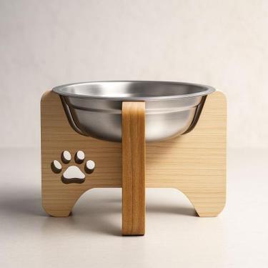 Imagem de Comedouro Bebedouro Gato e Cachorro Elevado Pet Mdf - Mestre Pet, Simp