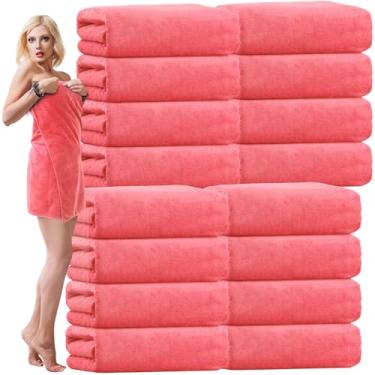 Imagem de SmoothNovelty Pacote com 16 toalhas de banho de microfibra a granel 79 x 152 cm toalha de banho tamanho grande altamente absorvente extra grande secagem macia para chuveiro, verão, praia, salão de