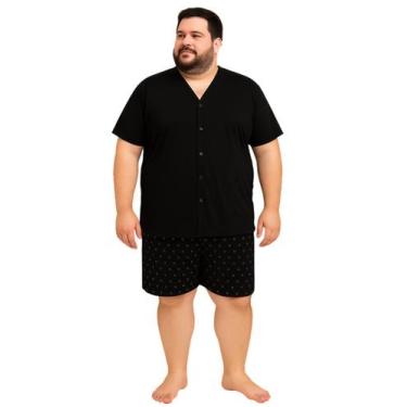 Imagem de Pijama Masculino Adulto Plus Size Botão Tamanho Grande G1 G2 G3 Manga 