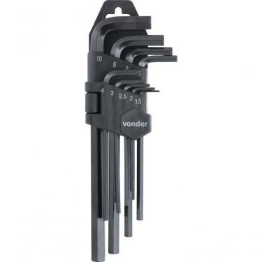 Imagem de Jogo Chave Allen 1,5-10,0mm Tipo L Curta Com 9 Peças Vonder