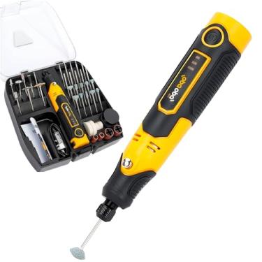 Imagem de Mini Retífica Portátil Sem Fio 57 Funções – 3 Velocidades Ajustáveis, Recarregável, Conexão USB-C, Kit Completo para Corte, Polimento, Gravação e Lixamento