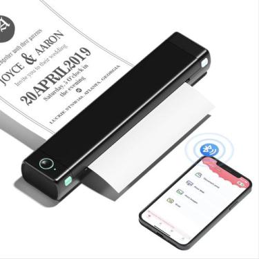 Imagem de Impressora portátil Phomemo M08F sem fio para viagens, toda preta