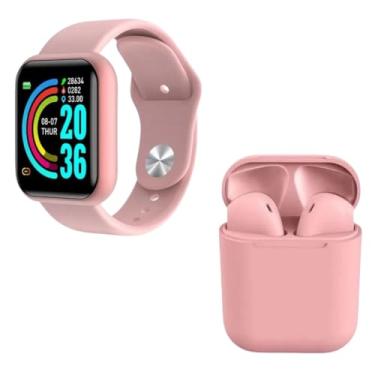 Imagem de Kit Relógio Digital Inteligente D20 com Fone i12 Mini (Rosa)