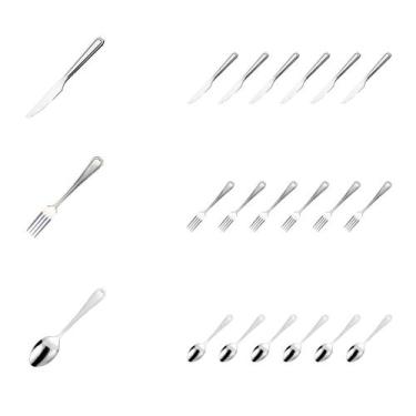 Imagem de  Jogo Garfo Faca Colher Aço Inox 18 Pçs Restaurante / Bar - Em casa te