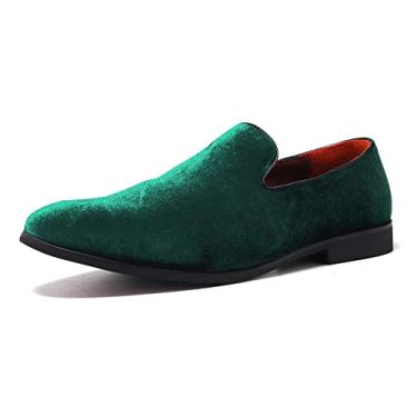 Imagem de FLQL Sapato masculino de luxo Penny veludo, sem cadarço, sapato de dança para o dia a dia, sapato náutico casual plus size 38-46, Verde, 12.5