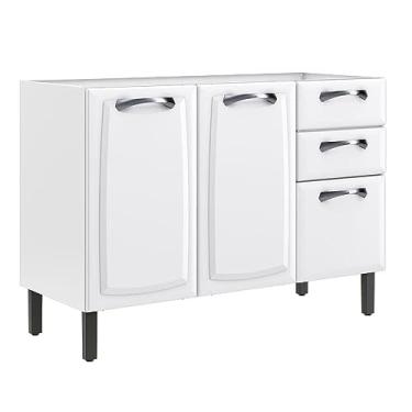 Imagem de Balcão Para Lavanderia e Área de Serviço Itatiaia New Premium Aço 3 Portas e 2 Gavetas Sem Tampo Branco