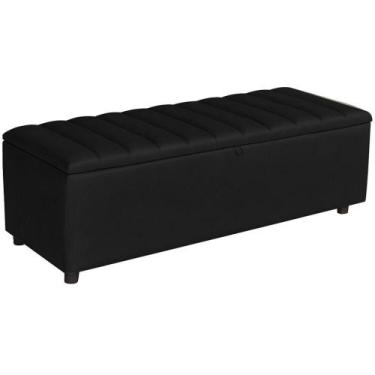 Imagem de Baú Recamier Paris Couro Preto 140 cm - TNA Decor