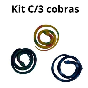 Imagem de Kit C/3 Cobras Realistas Grande Azul Amarela Verde Brinquedo - sm deco