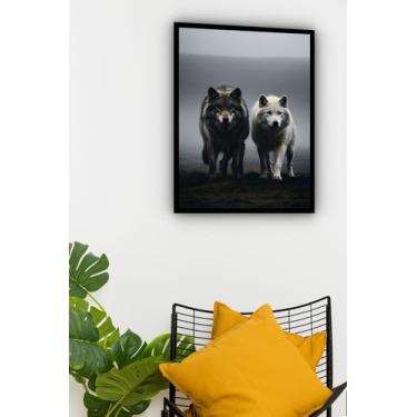 Imagem de Quadro Decorativo Arquétipo Casal De Lobos - 70X50Cm - Quadros On-Line