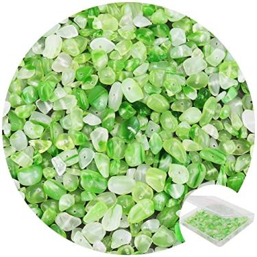 Imagem de 456 peças de contas de pedra com lascas naturais, pedras preciosas multicoloridas irregulares de 5 a 8 mm com cristal solto curativo, pedras de ágata listradas verdes roladas com orifício para fazer