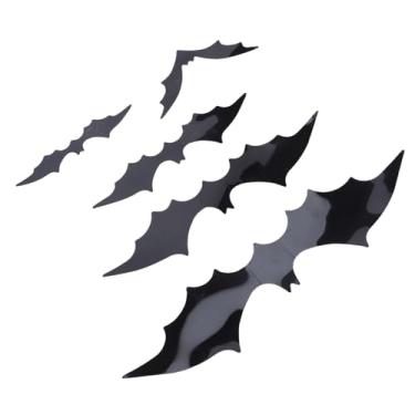 Imagem de Aramox Decoração de Bastões de Parede 140 3D, Adesivos de Morcego Preto Assustadores Com Folhas de Apoio para o Design Realista de Festa Em Casa Aprimora a Profundidade da Cena