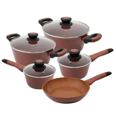Imagem de Jogo de Panelas Antiaderentes Indução 5 peças Everyday Mocha - Oxford