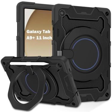 Imagem de ROISKIN Capa para Galaxy Tab A9 Plus 5G/A9+ 11 polegadas com protetor de tela HD e alça de ombro, capa militar resistente para Samsung Galaxy A9 Plus SM-X210/X216/X218 - Suporte giratório para