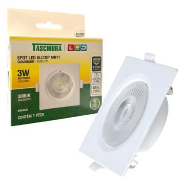 Imagem de Spot Led Quadrado Embutir 3W MR11 Quente 3000K Amarelo - TASCHIBRA