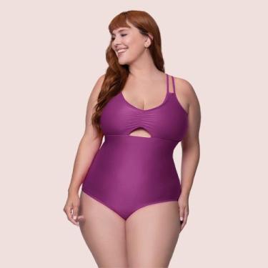 Imagem de Maiô Selene Plus Size Regata Clássico Verão Alcinha, Magenta, XXG