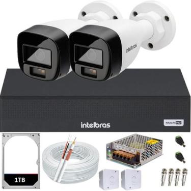 Imagem de Kit 2 Câmeras Segurança Intelbras Full Color Vhd 1120b Dvr 4ch Full hd