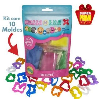 Imagem de Kit Massa De EVA 10 Cores Make 10 Moldes De Massinha Sortidos - Make+