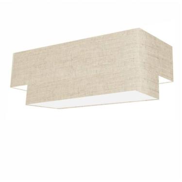 Imagem de Plafon Duplo Retangular Vivare Md-3044 Cúpula Em Tecido 70x30cm X 60x25cm - Bivolt Rustico-bege 127/220v