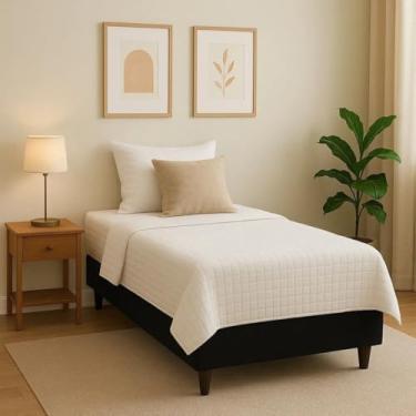 Imagem de Base Box Solteiro Suede Estrutura Reforçada Conforto e Durabilidade Suporta até 120kg