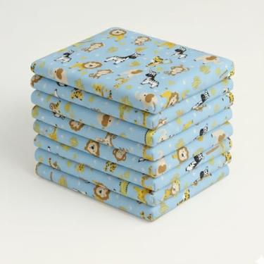 Imagem de Lençol Menino Berço Americano130x70 Algodão com Elástico 7Un (Fazendinha-Azul, Kit Semaninha)