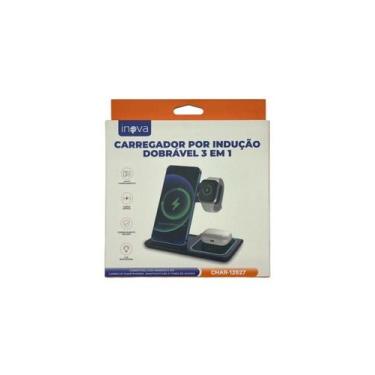 Imagem de Carregador por indução dobrável 3 em 1 inova 15W CHAR-12527, BRANCO