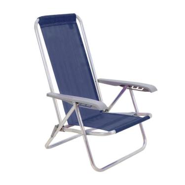 Imagem de Cadeira De Praia Camping Reclinável Alumínio Bali Tramontina Azul Sólido