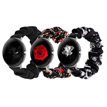 Imagem de GTHY Pulseira Scrunchie compatível com Google Pixel/Pixel 2/Pixel3 de 41 mm, para mulheres e meninas, pulseiras com padrão de tecido elástico, pulseira de relógio de tecido macio, Lagree pequena