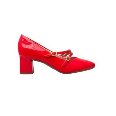 Imagem de sapato beira rio salto grosso feminino verniz, Vermelho, 38