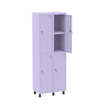 Imagem de Armário Locker 2 Colunas, 4 Portas com Prateleira Central com Duas Cha