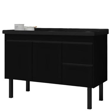 Imagem de Gabinete Preto Para Cozinha Color Em Madeira Mdf De 1,14 Metros Para Pias De 1,20 Metros - 275 - Primatto