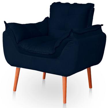 Imagem de Poltrona Opala Para Sala Confortável Resistente Veludo Azul