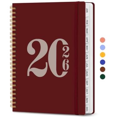 Imagem de Agenda 2026, agenda semanal e mensal, janeiro de 2026 a dezembro de 2026, agenda de calendário de capa dura 2026 com abas e bolso interno, material escolar para mulheres e homens - A5 (16 cm x 21,6 cm