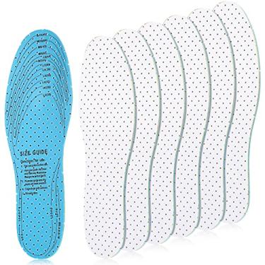Imagem de 6 pares de palmilhas femininas finas e respiráveis, palmilhas de látex de camada dupla de amortecimento ultramacio com furos que servem em qualquer unissex, homens 7-11 mulheres 2-8, Branco, 3.8 x