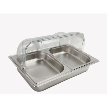 Imagem de Buffet Rechaud Expositor Alimentos  9 Litros 2 Cubas 1/2x65